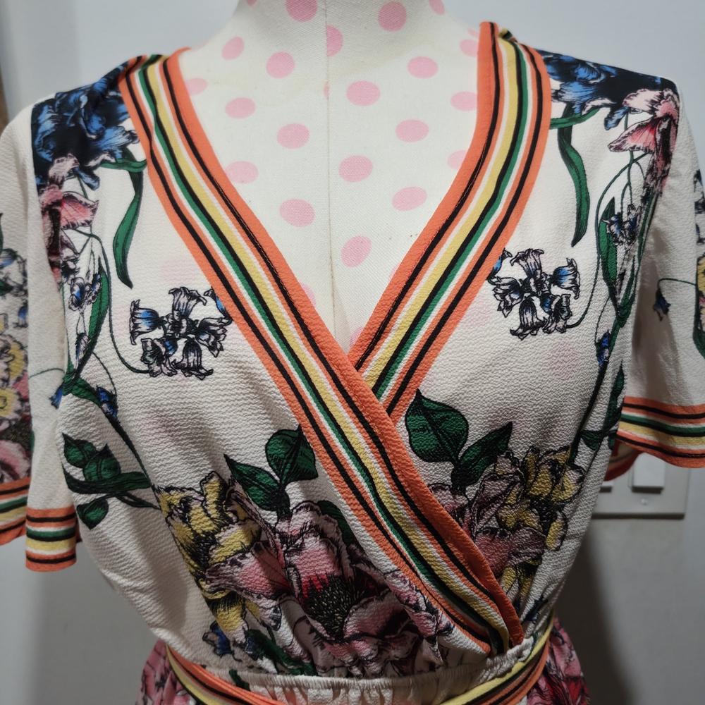 Flying Tomato Multicolor Floral Wrap Jumpsuit - Picture 2 of 9